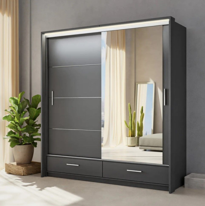 grey sliding door wardrobe