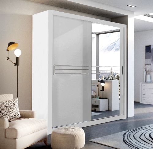 Divide Sliding Wardrobe in Matt White | 2 Door - 203cm Wide