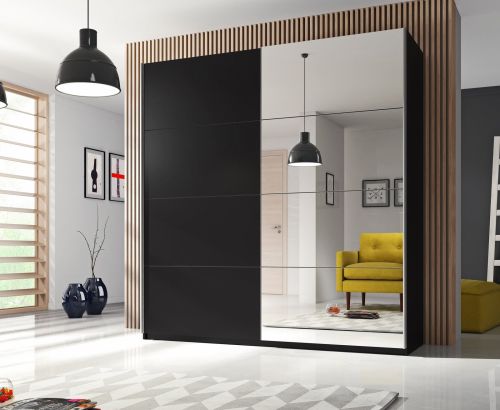 Monestry Sliding Mirrored Wardrobe in Matt Black | 2 Door