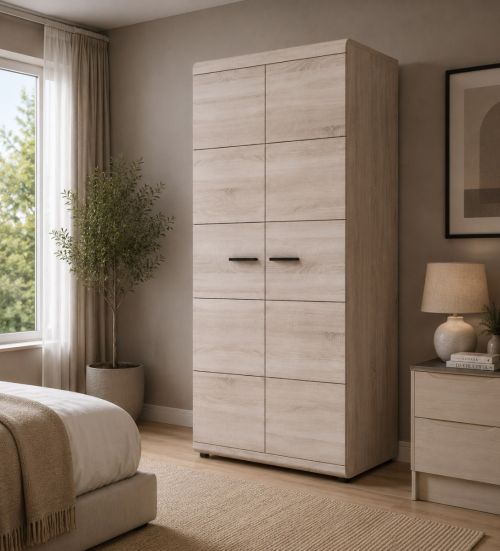 Elon Hinged Door Wardrobe Light Sonoma Oak 80cm