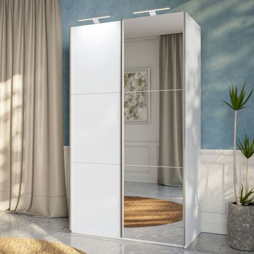 RIGA White Sliding Door Wardrobe with Mirror