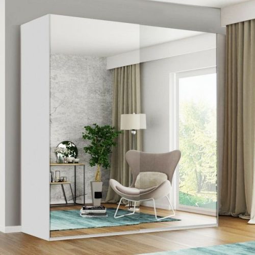 Ocean 2 Door Full Mirrored Sliding Wardrobe - White, Black, Grey, Oak