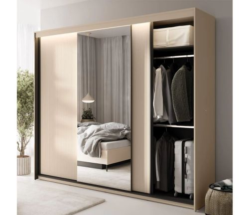 Amalfi Sliding 3 Door Wardrobe Beige & Black 250cm