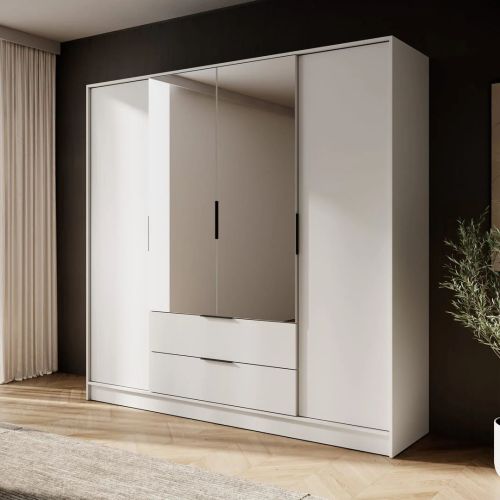 Infinity Hinged 4 Door Wardrobe 206cm | Cashmere White