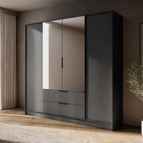 Infinity Hinged 4 Door Wardrobe 206cm | Graphite Grey