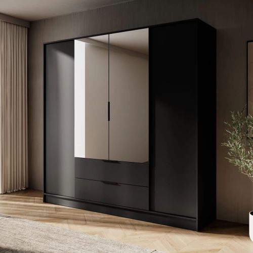 Infinity 4 Door Wardrobe with drawers 206cm | Black