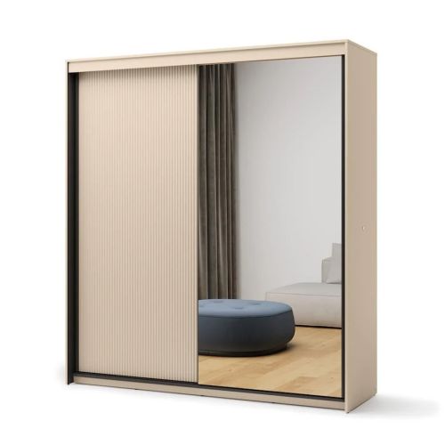 Amalfi Sliding 2 Door Wardrobe Beige & Black 200cm