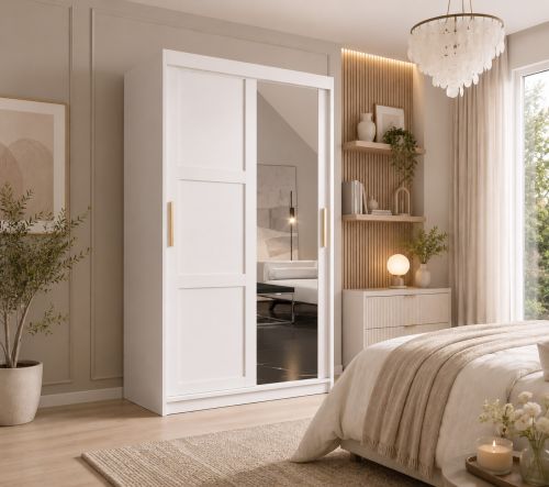 Hampton Shaker Sliding Mirror Wardrobe 2 Door White