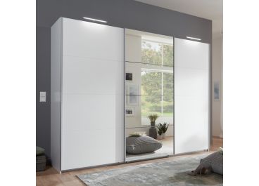 Elegate Sliding Wardrobe White + Mirror 3 Door | 270cm