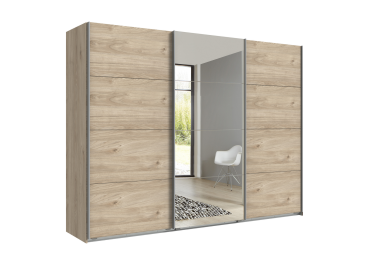 Hanna Mirrored Sliding Wardrobe in Oak 2 Door 150cm Wide
