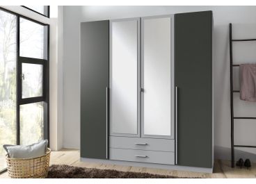 Convex Wardrobe with Drawers Grey 4 Door | 180cm