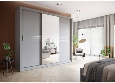 Divide Sliding Wardrobe with Drawers in Grey| 3 Door - 250cm Wide