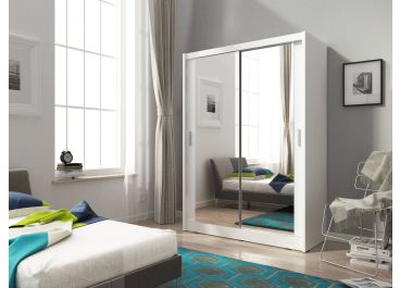 Element Sliding Wardrobe in Matt White Oak 2 Door 130cm Wide