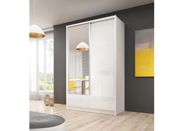 Malmo Sliding Wardrobe with Drawers White Gloss | 2 Door - 154cm Wide
