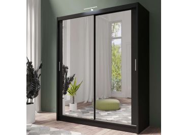 Petra Mirrored Sliding Door Wardrobe Black 120cm/150cm/180cm/203cm