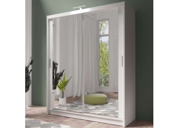Petra Mirrored Sliding Door Wardrobe White 120cm/150cm/180cm/203cm