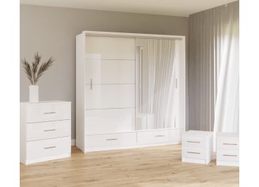 Lenart Bedroom Furniture Set | White Gloss 208cm