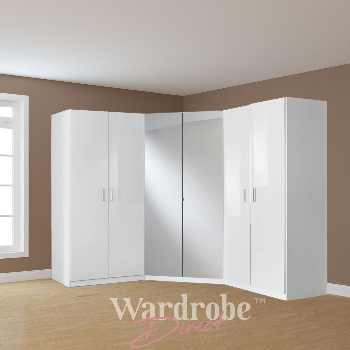 Clack Corner Wardrobe White Gloss 3 Piece set