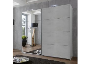 Elegate Sliding Mirror Wardrobe Grey 2 Door | 225cm