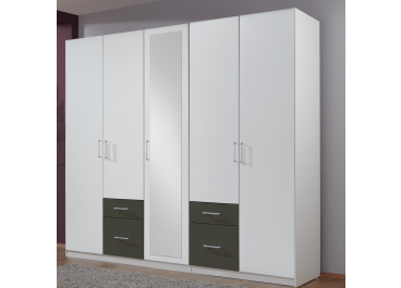Mighty 5 Door 4 Drawer Mirror Wardrobe