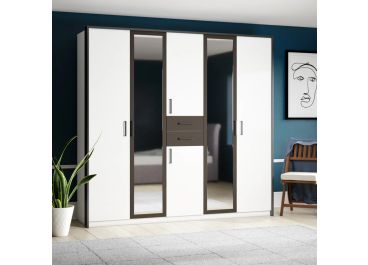 Hauch 5 Door Wardrobe with drawers White And Graphite 225cm