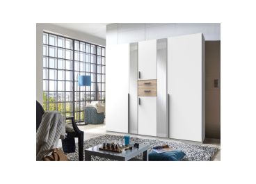 Athena White And Oak 5 door wardrobe 225cm
