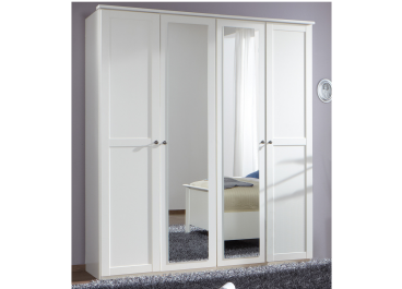 Classic 4 Door Mirrored White Wardrobe 180cm