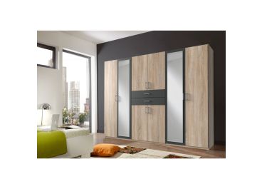 Hauch Wardrobe Oak & Graphite Grey 6 Door 270cm