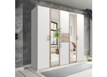 Hauch White & Oak 5 door wardrobe with drawers 225cm