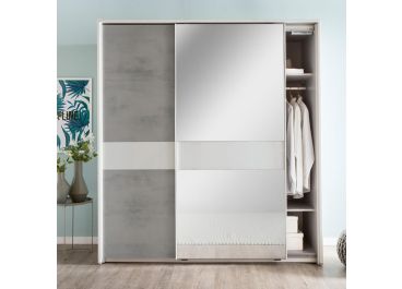 Miami White & Grey Mirrored Sliding Wardrobe 180cm