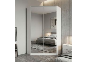 Alpine Corner Wardrobe White with Mirrored Doors