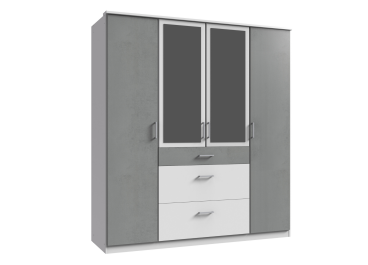 Farah Wardrobe with Drawers White & Grey | 4 Doors 180 cm