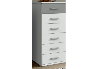 Farah White And Black Narrow 6 Drawer Chest