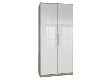 Abel Gloss Wardrobe Oak And White 2 Doors 90cm