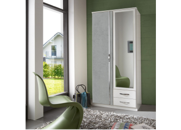 Brace White & Grey Wardrobe with Drawers 2 Door 90cm