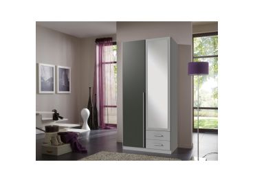 Convex Wardrobe with Drawers Grey 2 Door | 90cm