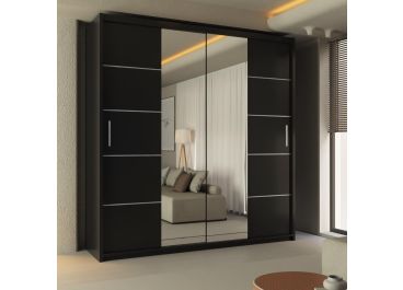 Inverse Sliding Door Wardrobe - Black, White, Grey, Oak