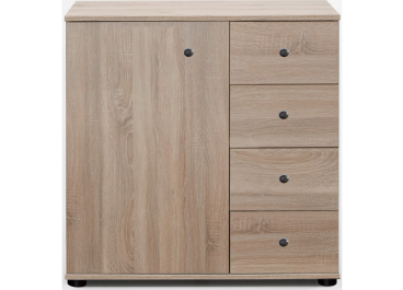 Classic Combi Oak Chest Drawer 1 Door 4 Drawer