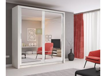 Vision Sliding Mirrored Wardrobe in Oak, White, Grey | 2 Door - 203cm Wide