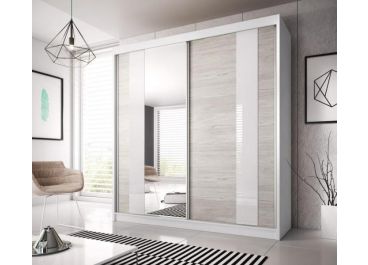 Mammoth Mirrored Sliding Wardrobe in Matt White, Black, Oak  | 2 Door - 233cm Wide