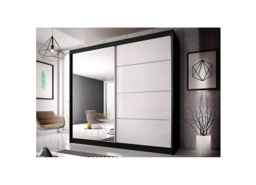 Mammoth Mirrored Sliding Wardrobe  in Matt White, Black, Oak  | 2 Door - 233cm Wide