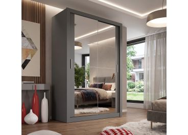 Vision Sliding Wardrobe  in Matt Grey, White, Oak Shetland | 2 Door - 120cm Wide