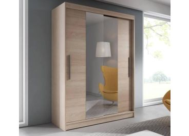 Hanna Mirrored Sliding Wardrobe  in  Oak  | 2 Door - 150cm Wide