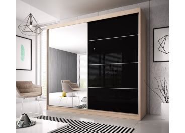 Mammoth Mirrored Sliding Wardrobe  in Matt White, Black, Oak  | 2 Door - 183cm Wide