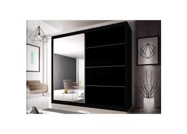 Mammoth Mirrored Sliding Wardrobe in Matt White, Black, Oak  | 2 Door - 203cm Wide