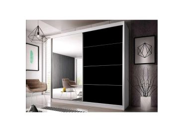Mammoth Mirrored Sliding Wardrobe in Matt White, Black, Oak  | 2 Door - 233cm Wide
