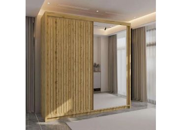 Velar Sliding Mirror Wardrobe Oak 2 Door 150/203cm