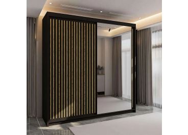 Velar Sliding Mirror Wardrobe Black 2 Door 150/203cm