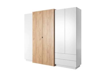 Toronto White & Oak Wardrobe with Drawers | 4 Door 230cm