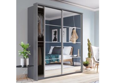 Vision Sliding Mirrored Wardrobe Grey | 2 Door - 180cm Wide